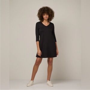 Wool& Willow Swing Dress Black Merino Wool Pockets Size XL